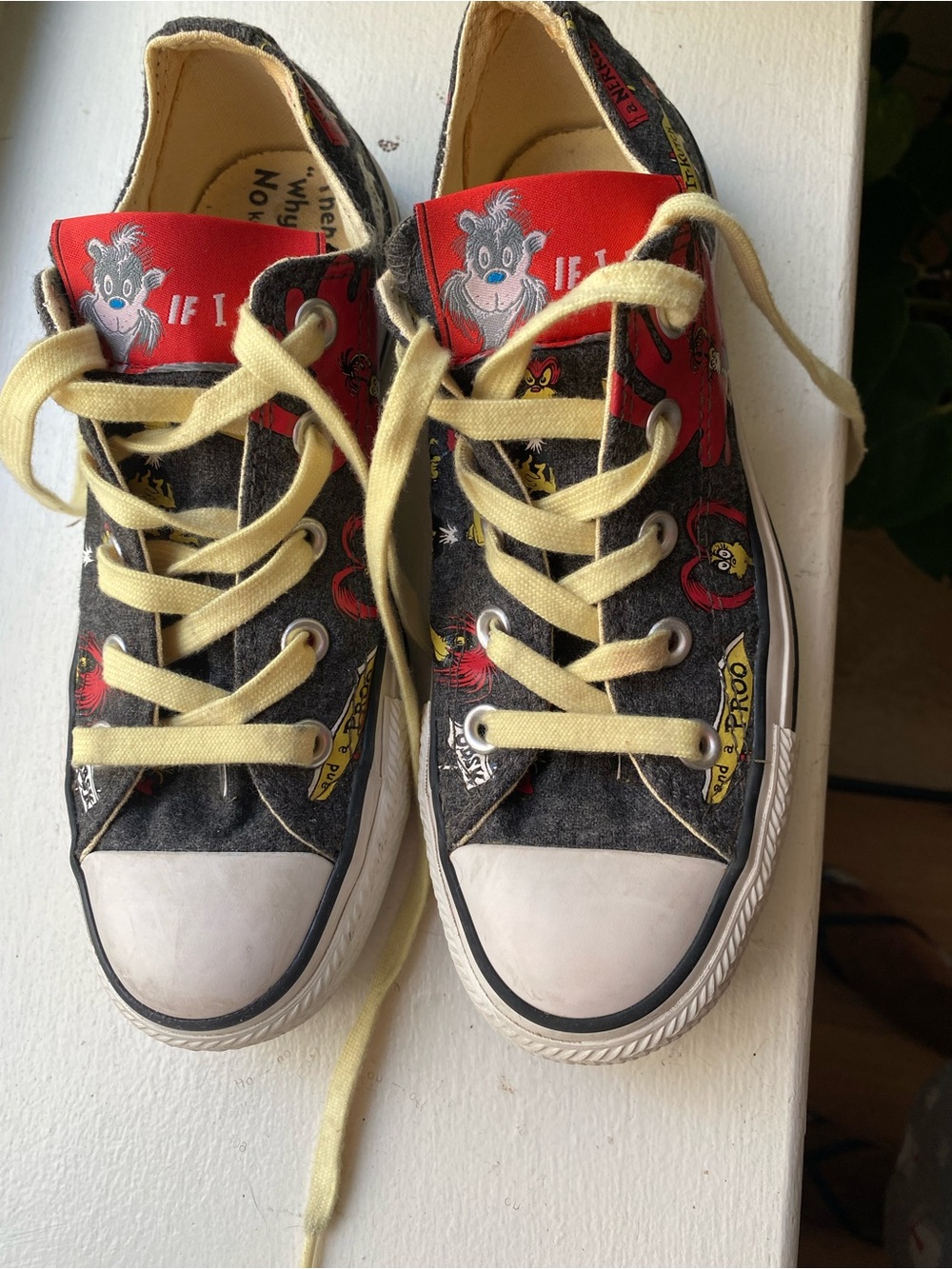 Converse Unisex Kids Black & Red Cartoon Canvas Sneakers with Yellow Laces